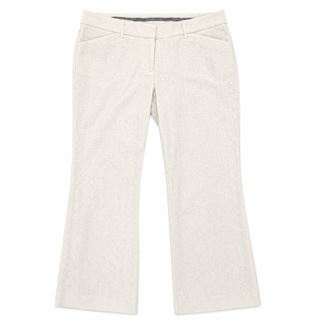 Vintage Express Editor White Eyelet Wide Leg Pants Cottagecore Y2K, sz 8